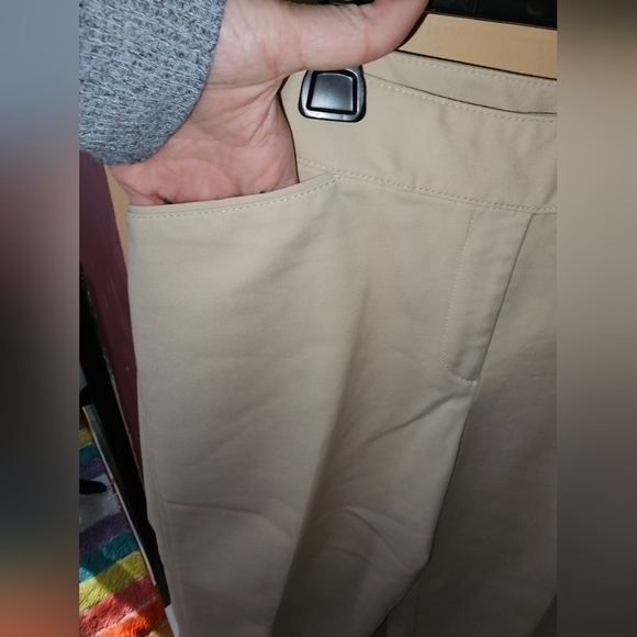 White House Black Market Tan Slim Ankle Mid-Rise Stretch Trouser Pants SZ 6 "G" - Picture 3 of 6